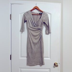 Ralph Lauren Women’s Gold Metallic Ruched Cocktail Dress